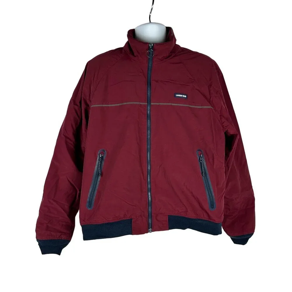 Lands' End Men's Nylon Jacket Size L 42-44 Burgundy